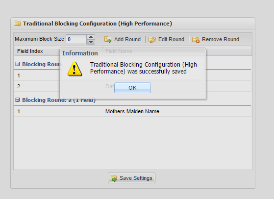 Blocking Configuration screenshot