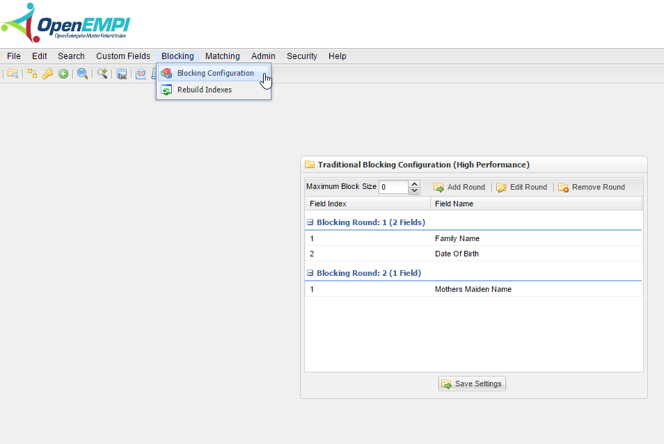 Blocking Configuration screenshot