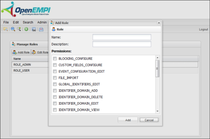 Manage Roles screenshot