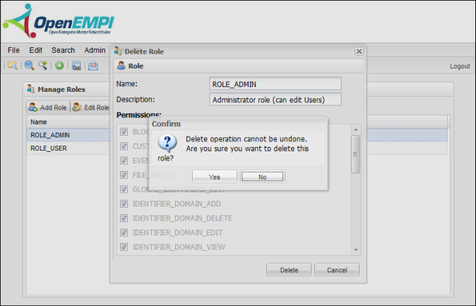 Manage Roles screenshot