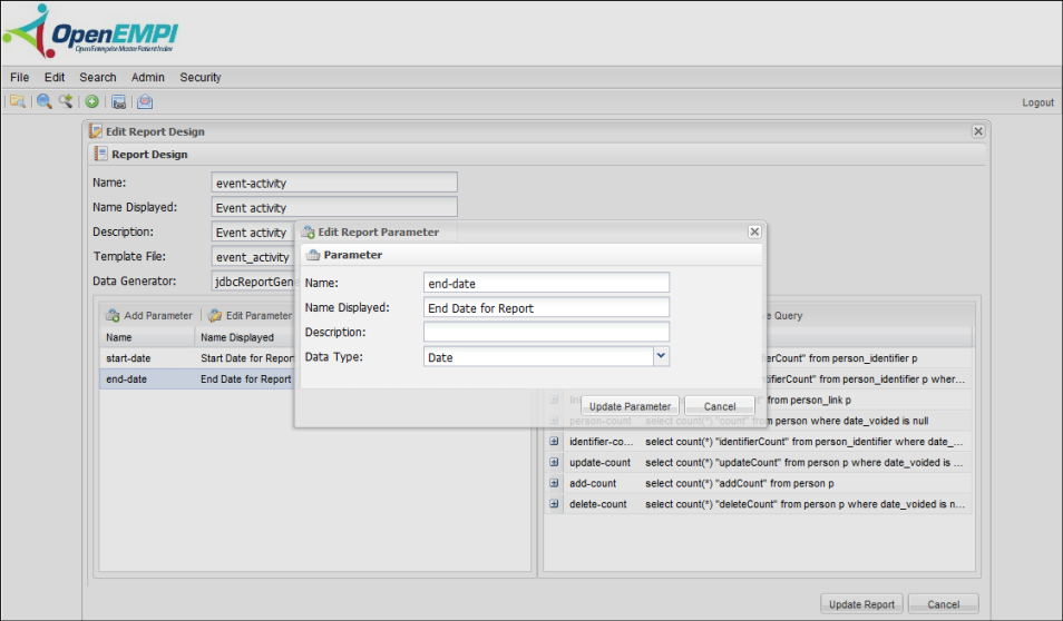 Manage Report Design screenshot